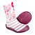 Meia com Sola de Glitter Pimpolho Branca e Rosa com Flores - Imagem 2