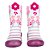 Meia com Sola de Glitter Pimpolho Branca e Rosa com Flores - Imagem 3
