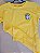Camiseta Baby Look Brasil Amarela Com Brasão Bordado - Imagem 1