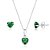 Conjunto coração verde esmeralda prata 925 - Imagem 1