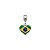 Berloque bandeira do Brasil formato coração prata 925 - Imagem 1