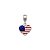 Berloque bandeira Estados Unidos formato coração prata 925 - Imagem 1