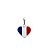 Pingente bandeira França em formato de coração prata 925 - Imagem 1