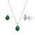 Colar e brincos de prata 925 formato de gota Verde esmeralda - Imagem 1