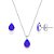Kit de brincos e colar de prata 925 feminino Gota Azul Bic 45cm - Imagem 1