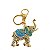 Chaveiro em Metal Dourado - Elefante com Brilho Azul - Imagem 1
