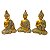 Estátua de Resina Trio de Budas Dourado com Brilho 6cm - Imagem 1