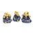Estátua Trio de Budas Não Falo/Vejo/Escuto Dourado Roupa Azul 8cm - Imagem 1