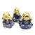 Estátua Trio de Budas Não Falo/Vejo/Escuto Dourado Roupa Azul 8cm - Imagem 2