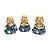 Estátua Trio de Budas Gratidão/Coragem/Sabedoria Roupa Azul Metálico 8cm - Imagem 1