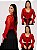 Bolero de Renda estilo Cigana com Manga Longa Vermelho - Imagem 2