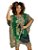 Vestido Bata Saida de Praia Kafta Estampada Feminina Verde - Imagem 1