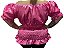 Blusa Estilo Ciganinha com Manga Curta  Moda Cigana Rosa - Imagem 2