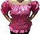 Blusa Estilo Ciganinha com Manga Curta  Moda Cigana Rosa - Imagem 1