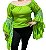 Blusa Estilo Ciganinha com Manga Longa Moda Cigana Verde - Imagem 1
