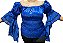 Blusa Estilo Ciganinha com Manga Longa Moda Cigana Azul - Imagem 1