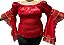 Blusa Estilo Ciganinha com Manga Longa Moda Cigana Vermelho - Imagem 1