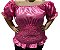 Blusa Estilo Ciganinha com Manga Curta  Moda Cigana Rosa - Imagem 1