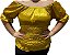 Blusa Estilo Ciganinha com Manga Curta  Moda Cigana Dourado - Imagem 1