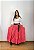 Saia longa boho chic estilo com 10 metros de roda Rosa - Imagem 2
