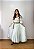 Saia longa boho chic estilo com 10 metros de roda Branco e Verde - Imagem 2