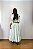 Saia longa boho chic estilo com 10 metros de roda Branco e Verde - Imagem 3
