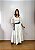 Saia longa boho chic estilo com 10 metros de roda Branco e Prata - Imagem 3