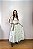 Saia longa boho chic estilo com 10 metros de roda Branco e Azul - Imagem 1