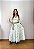 Saia longa boho chic estilo com 10 metros de roda Branco e Azul - Imagem 4