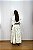 Saia longa boho chic estilo com 10 metros de roda Branco e Amarelo - Imagem 4