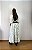 Saia longa boho chic estilo com 10 metros de roda Branco e Azul - Imagem 3
