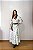 Saia longa boho chic estilo com 10 metros de roda Branco e Azul - Imagem 2