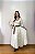 Saia longa boho chic estilo com 10 metros de roda Branco e Rosa - Imagem 1