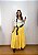 Saia longa boho chic estilo com 10 metros de roda Amarelo e Rosa - Imagem 5