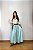 Saia longa boho chic estilo com 10 metros de roda Azul - Imagem 1