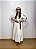 Saia longa boho chic estilo com 10 metros de roda Branco e Rosa - Imagem 3