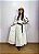 Saia longa boho chic estilo com 10 metros de roda Branco e Dourado - Imagem 1