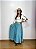 Saia longa boho chic estilo com 10 metros de roda Azul - Imagem 1