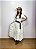 Saia longa boho chic estilo com 10 metros de roda Branco com Vermelho - Imagem 1