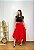Saia Longa Estilo Boho Chic Modelo Pontas Moda Luxo Vermelho - Imagem 2