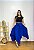 Saia Longa Estilo Boho Chic Modelo Pontas Moda Luxo Azul - Imagem 3