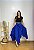 Saia Longa Estilo Boho Chic Modelo Pontas Moda Luxo Azul - Imagem 4