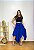 Saia Longa Estilo Boho Chic Modelo Pontas Moda Luxo Azul - Imagem 2