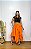 Saia Longa Estilo Boho Chic Modelo Pontas Moda Luxo Laranja - Imagem 2