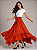 Saia Longa Estilo Boho Chic Modelo Pontas Moda Luxo Terracota - Imagem 4