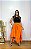 Saia Longa Estilo Boho Chic Modelo Pontas Moda Luxo Laranja - Imagem 1