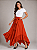 Saia Longa Estilo Boho Chic Modelo Pontas Moda Luxo Terracota - Imagem 1
