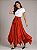 Saia Longa Estilo Boho Chic Modelo Pontas Moda Luxo Terracota - Imagem 3