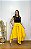 Saia Longa Estilo Boho Chic Modelo Pontas Moda Luxo Amarela - Imagem 1