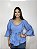 Blusa Estilo Ciganinha com Manga 3/4 Moda Cigana Azul Claro - Imagem 1